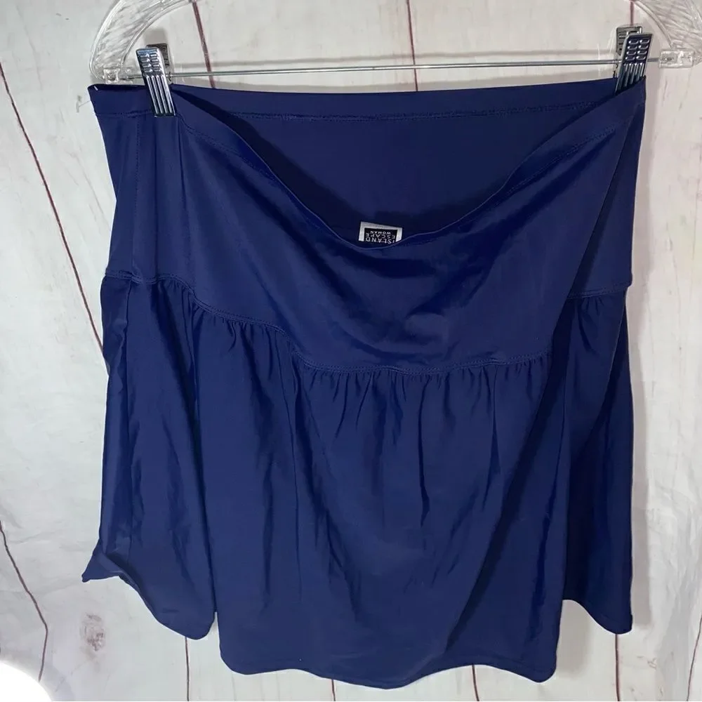 NEW! Island Escape Plus Size Tummy-Control Swim Skirt Navy Size 22W
